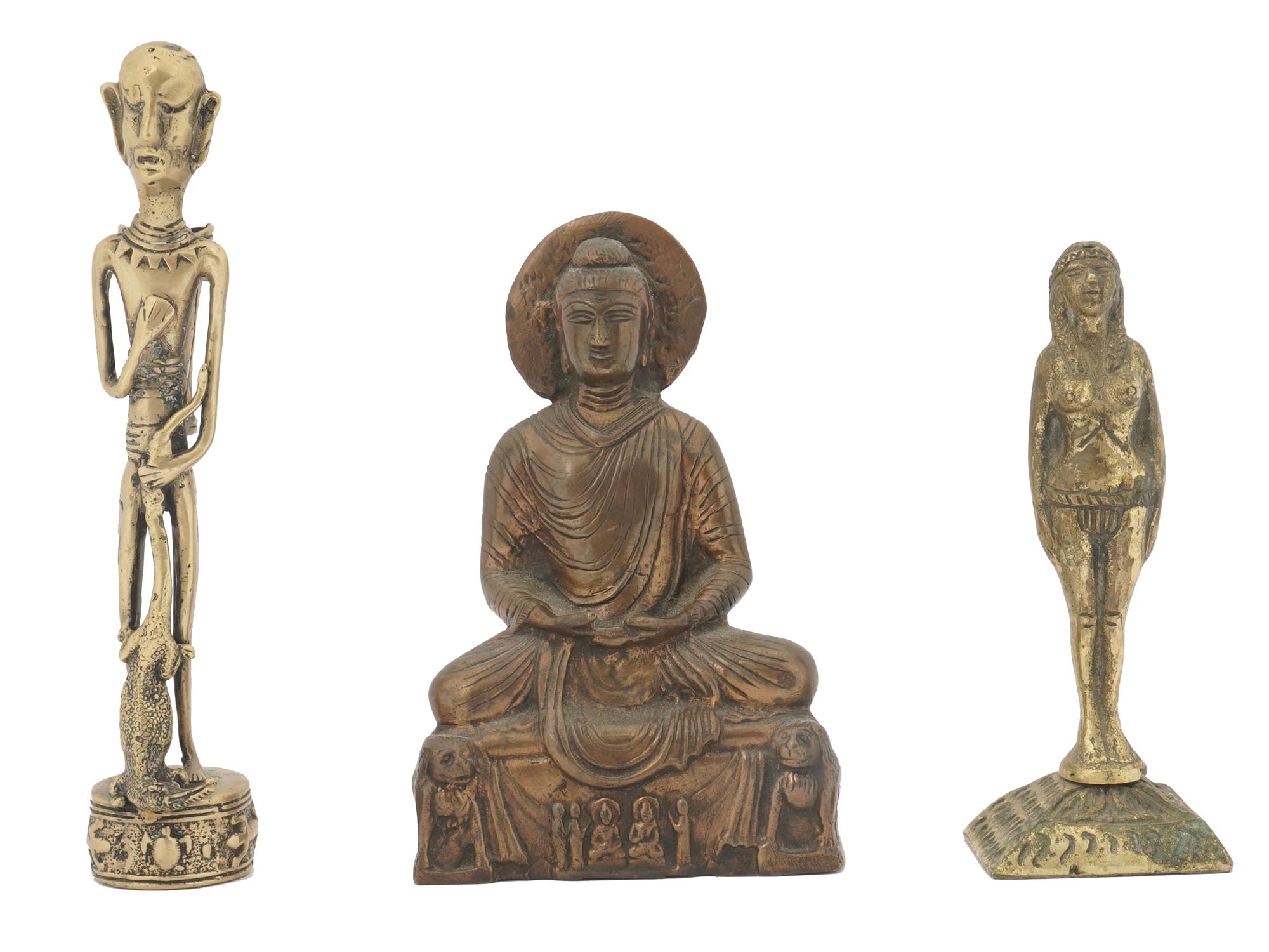 VINTAGE ORIENTAL BRASS FIGURINES, BUDDHA AND MORE PIC-0